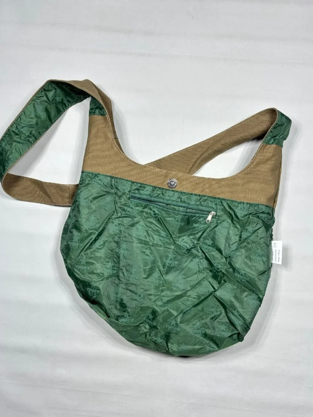 Heineken Beer Messenger Bag Vintage Canvas Sling Crossbody Tote Brown Green Star